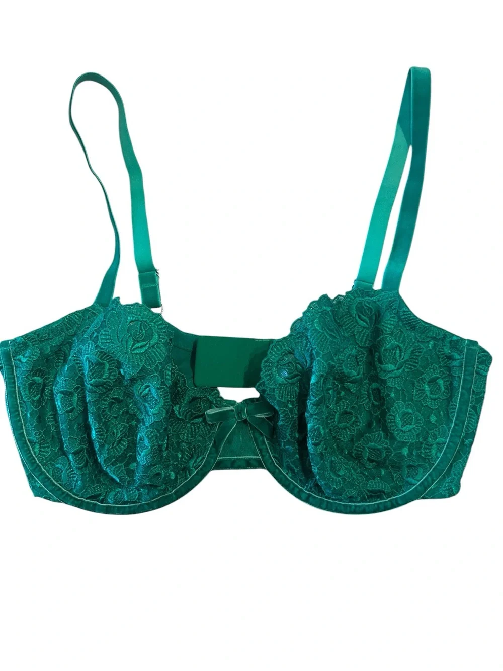 Victoria's Secret Emerald Green Lace Bra With Velvet Trim